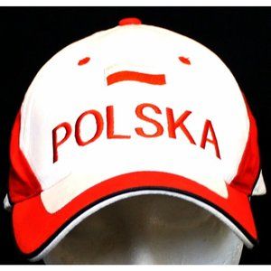 Polska Poland Hill Hat Cap Red White Polish Flag Embroidered Adjustable